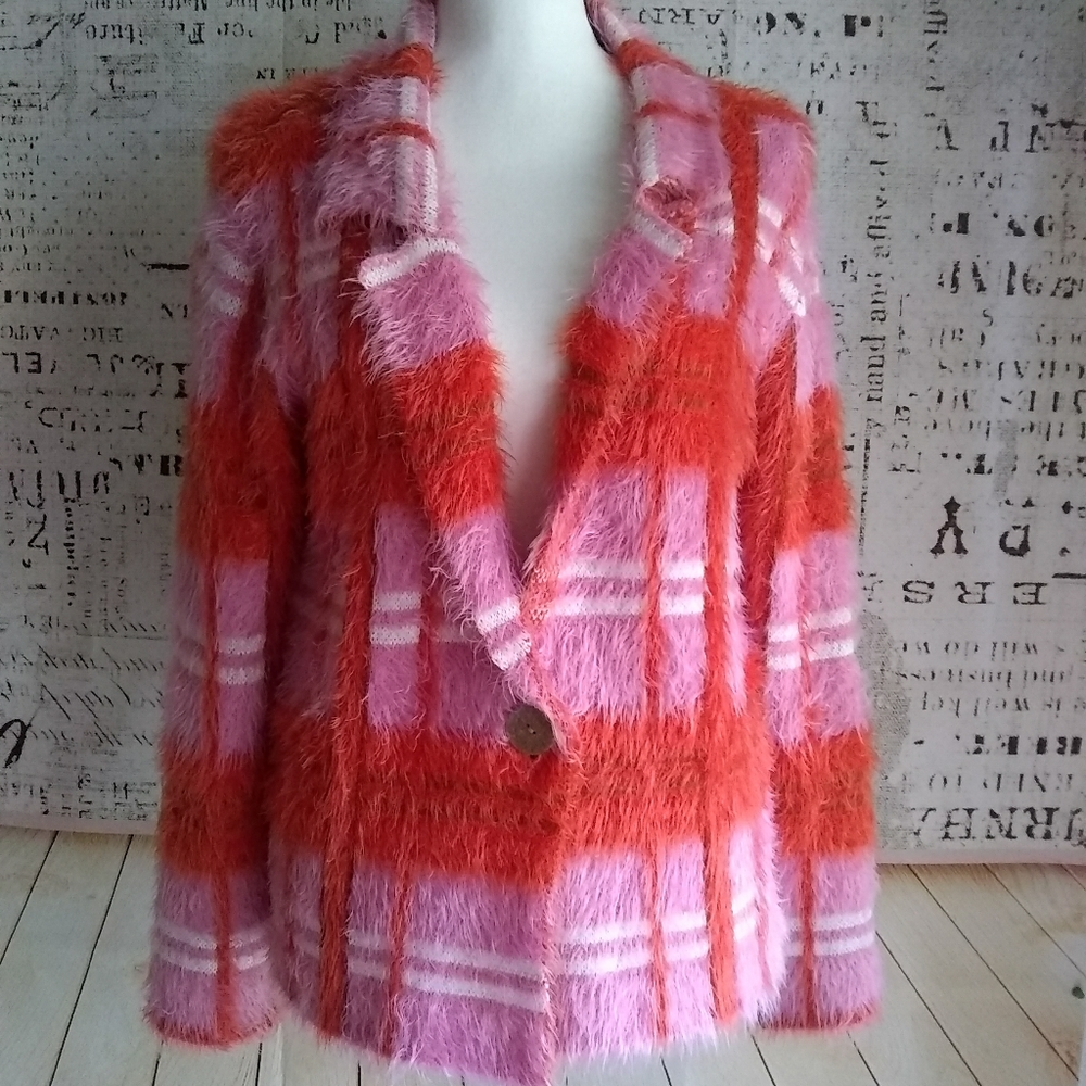 JW (JW Style) plaid eyelash jacket blazer S